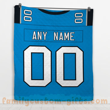 Custom Premium Quilt Blanket Carolina Jersey American Football Personalized Quilt Gifts for Her & Him